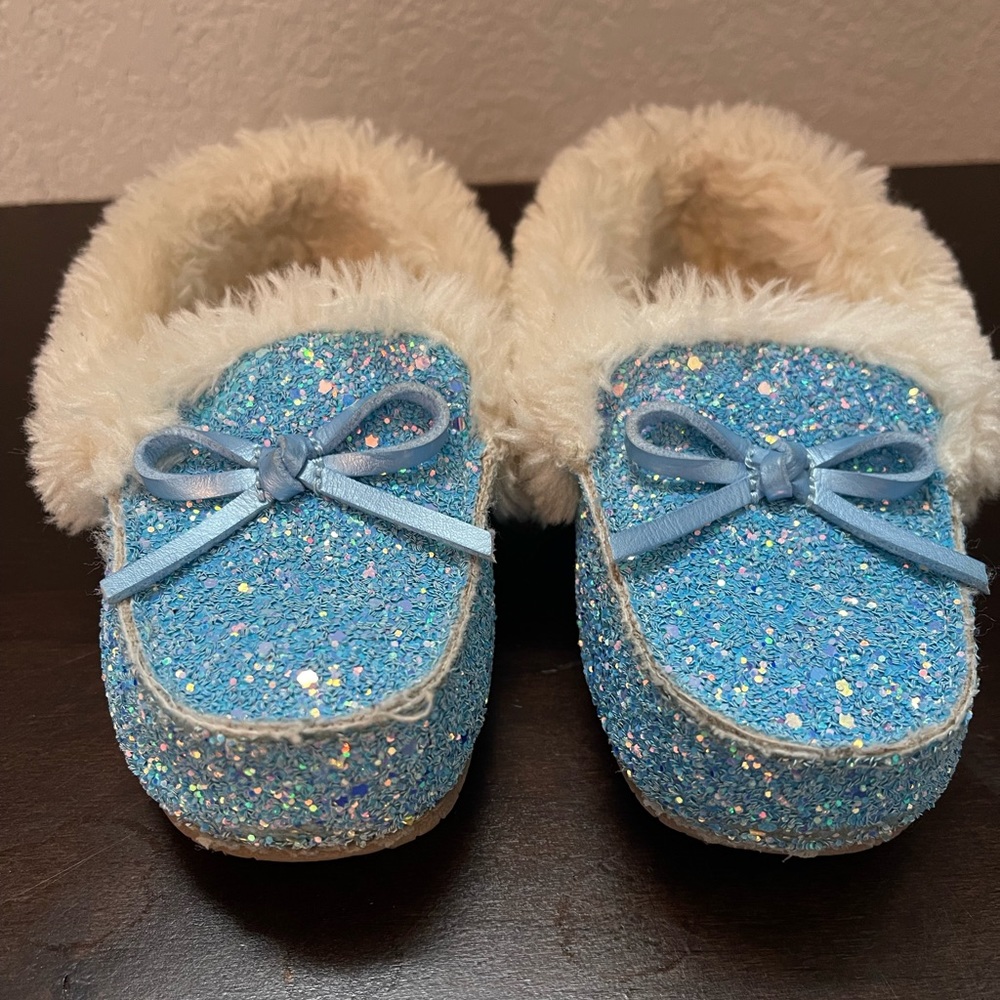 Blue Sparkly Moccasins